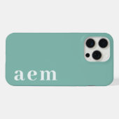 Side Monogram Initials Teal Blue Minimalist iPhoneケース (裏面横)