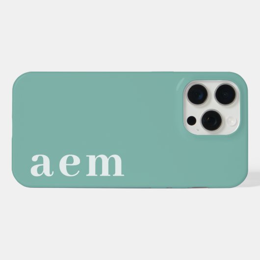 Side Monogram Initials Teal Blue Minimalist iPhoneケース (裏面横)