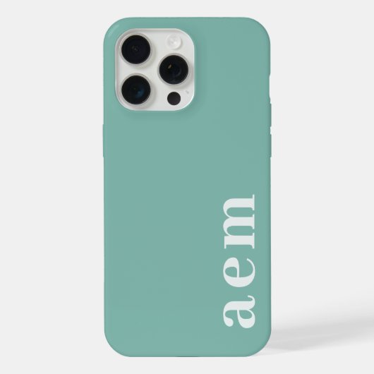 Side Monogram Initials Teal Blue Minimalist iPhoneケース (裏面)