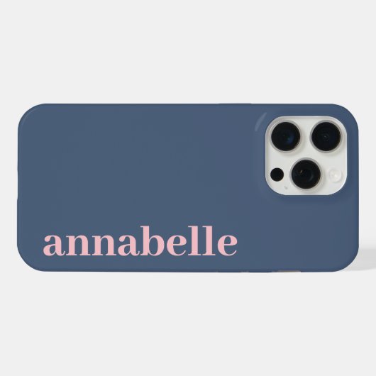 Side Monogram Name Blue & Pink Minimalist iPhoneケース (裏面横)