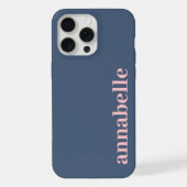Side Monogram Name Blue & Pink Minimalist iPhoneケース (裏面)