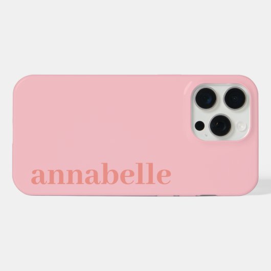Side Monogram Name Pink Minimalist iPhoneケース (裏面横)