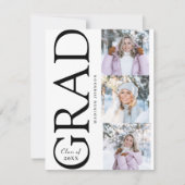 Side Typography Graduation 2026 3 Photo Party 出欠カード (正面)