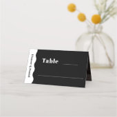Side Wave Black & White Photoのテーブ結婚ル番号 プレイスカード (正面)
