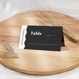 Side Wave Black & White Photoのテーブ結婚ル番号 プレイスカード