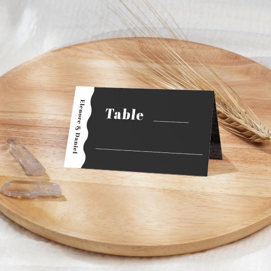 Side Wave Black & White Photoのテーブ結婚ル番号 プレイスカード