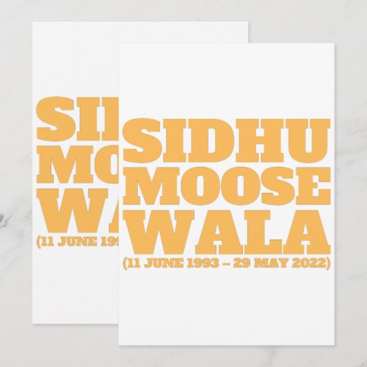 Sidhu Moose Wala 1993-2022 招待状 (正面/裏面)