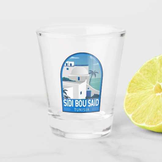 Sidi Bouはチュニジアレトロ旅行芸術ヴィンテージを語った ショットグラス (正面)
