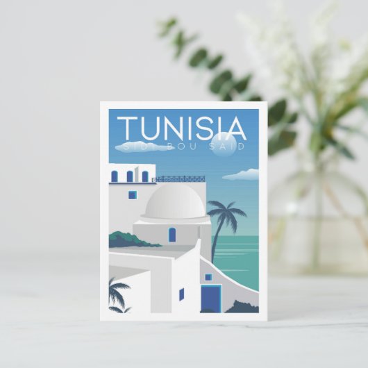 Sidi Bouはチュニジア旅行プレイスイラストレーションを語った ポストカード (スタンド正面)