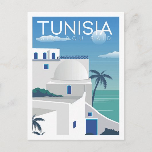 Sidi Bouはチュニジア旅行プレイスイラストレーションを語った ポストカード (正面)