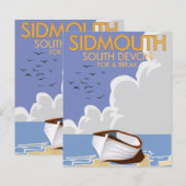 Sidmouth South Devonヴィンテージ旅行ポスター。 (正面/裏面)