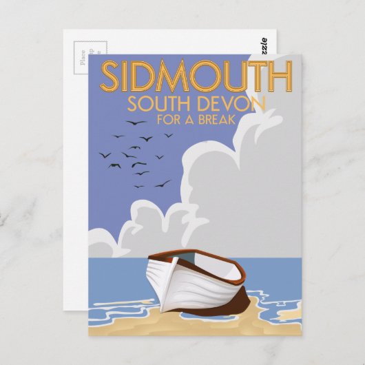 Sidmouth South Devonヴィンテージ旅行ポスター。 ポストカード (正面/裏面)