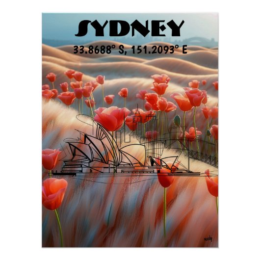 Sídney: Arte de Línea contemporáneo, coordenadas. ポスター (正面)