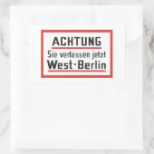 Sie verlassen jetzt West-Berlin, Germany Sign 長方形シール (バッグ)