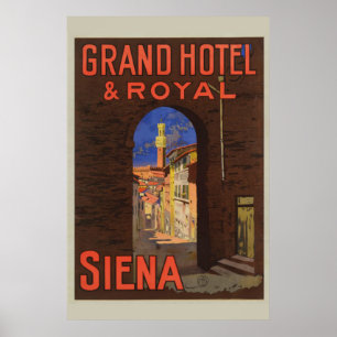 Siena Grand Royal Hotel Vintage Italian Travel ポスター