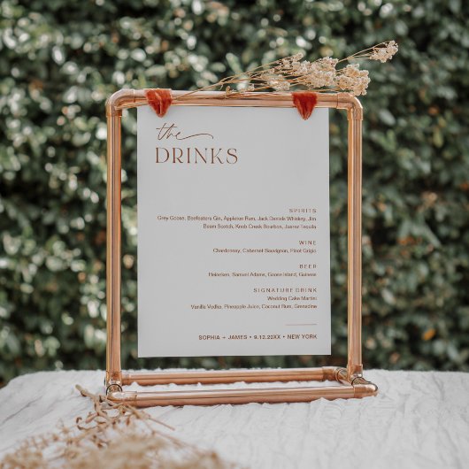 SIENNAの結婚バードリンクのメニュー記号 ポスター
