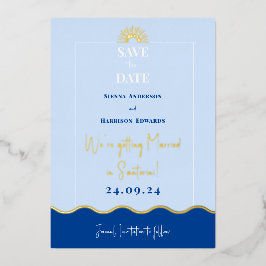 SIENNA宛先モダンゴールドフォイル日付を保存 箔招待状