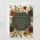 Sienna Autumn Floral Romance Wedding 招待状 (正面)