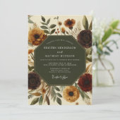Sienna Autumn Floral Romance Wedding 招待状 (スタンド正面)