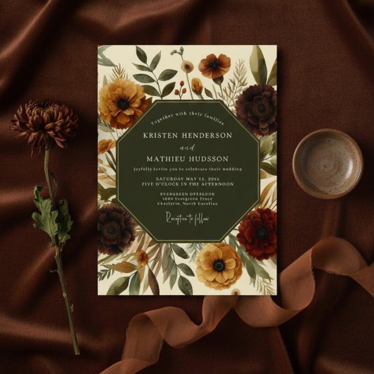 Sienna Autumn Floral Romance Wedding 招待状