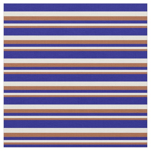 Sienna、Beige、およびBlue Lines/ストライプLines Pattern ファブリック (クローズアップ)