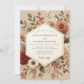 Sienna Botanical Autumn Romance Wedding 招待状 (正面)