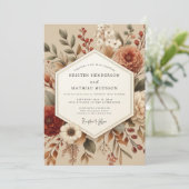 Sienna Botanical Autumn Romance Wedding 招待状 (スタンド正面)