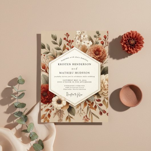 Sienna Botanical Autumn Romance Wedding 招待状