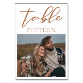 Sienna Brownスクリプトカップル写真サマー結婚ズ テーブルナンバー (裏面)