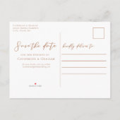 Sienna Brownスクリプトミニマリスト日付の保存 案内ポストカード (裏面)