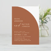 Sienna Fall Modern Wedding. Warm Terracotta Desert 招待状 (スタンド正面)