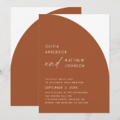 Sienna Fall Modern Wedding. Warm Terracotta Desert 招待状 (正面/裏面)