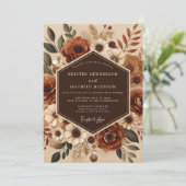 Sienna Floral Autumn Romance Wedding 招待状 (スタンド正面)