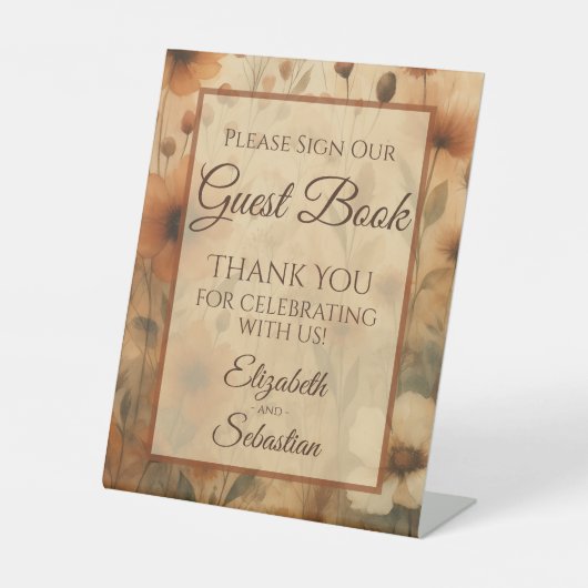 Sienna Floral Please Sign Our Guestbook Sign 台座サイン (正面)