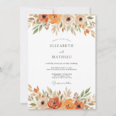 Sienna Rustic Botanical Autumn Wedding 招待状 (正面)