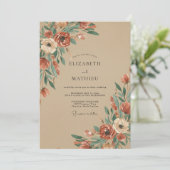 Sienna Rustic Floral Wedding 招待状 (スタンド正面)