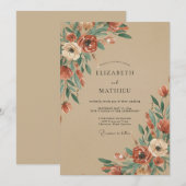Sienna Rustic Floral Wedding 招待状 (正面/裏面)