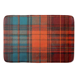 Sienna & Slate: Rustic Burnt Orange and Teal Plaid バスマット