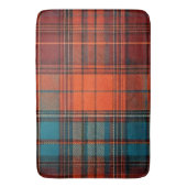 Sienna & Slate: Rustic Burnt Orange and Teal Plaid バスマット (正面縦)