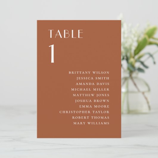 Sienna Wedding Seating Chart | Fall Terracotta 招待状 (スタンド正面)
