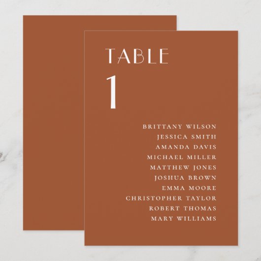 Sienna Wedding Seating Chart | Fall Terracotta 招待状 (正面/裏面)