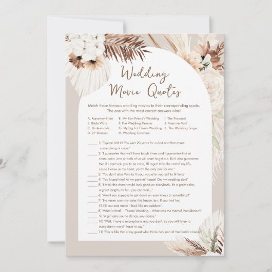 SIERRAの結婚映画引用文ブライダルシャワーゲーム 招待状 (正面)