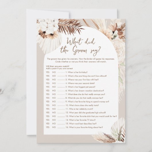 SIERRA新郎は何と言ったブライダルゲームカード 招待状 (正面)