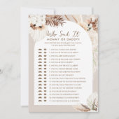 SIERRA Boho誰が言ったのママのパパベビーゲームカード 招待状 (正面)