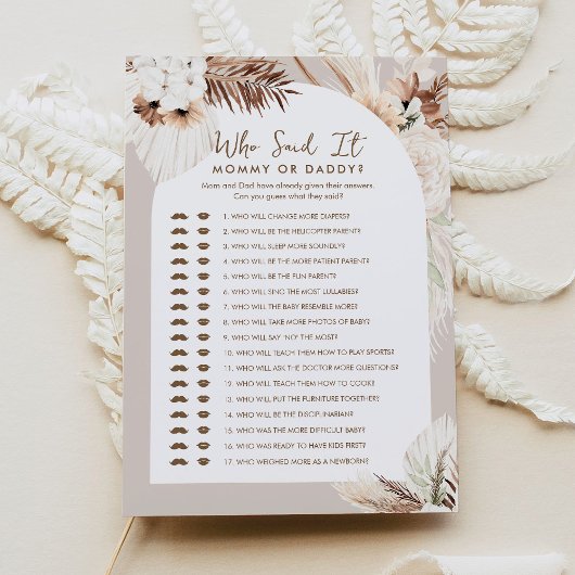 SIERRA Boho誰が言ったのママのパパベビーゲームカード 招待状