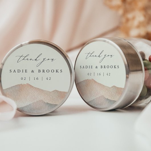 Sierra Dusk | 荒野の山の結婚式のサンクスギッズ ラウンドシール