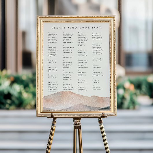 Sierra Dusk | Alphabetical Wedding Seating Chart ポスター