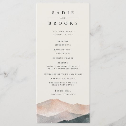 Sierra Dusk | Desert Mountain Sunset Wedding プログラム (正面)