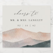 Sierra Dusk | Desert Mountain Sunset Wedding リキュールボトルラベル (シングルラベル)