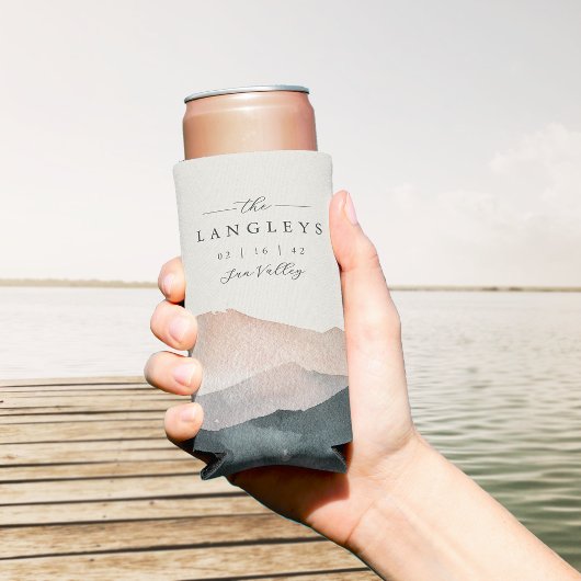 Sierra Dusk | Desert Mountain Sunset Wedding Favor スリム缶クーラー